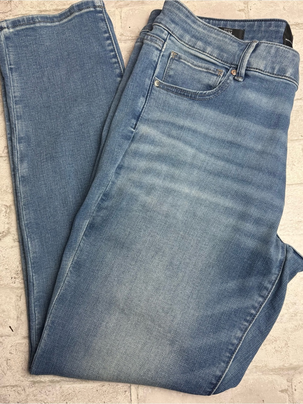 White House Black Market Womens Slim Jeans Blue Light Wash Stretch Mid-Rise 14 😍